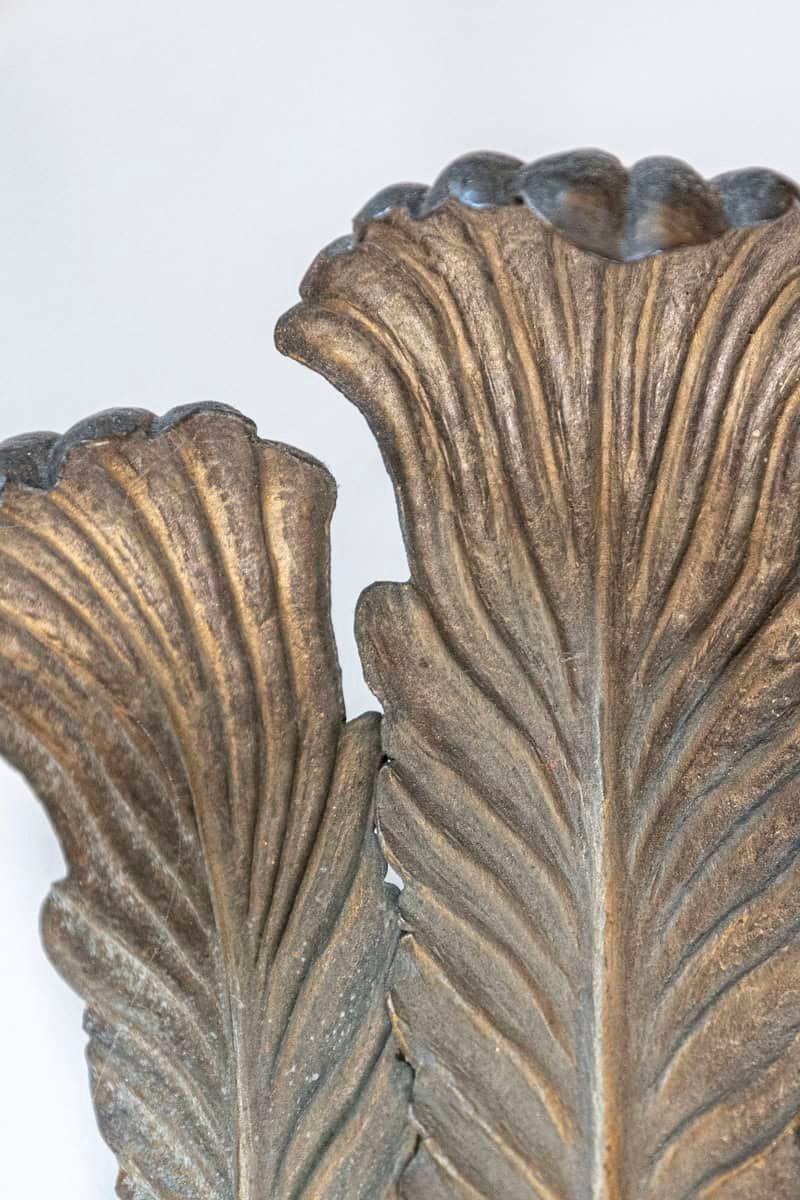 On Hold: Pair of French Tôle Two-Light Sconces with Ostrich Plume Motifs, circa 1890 - JAA