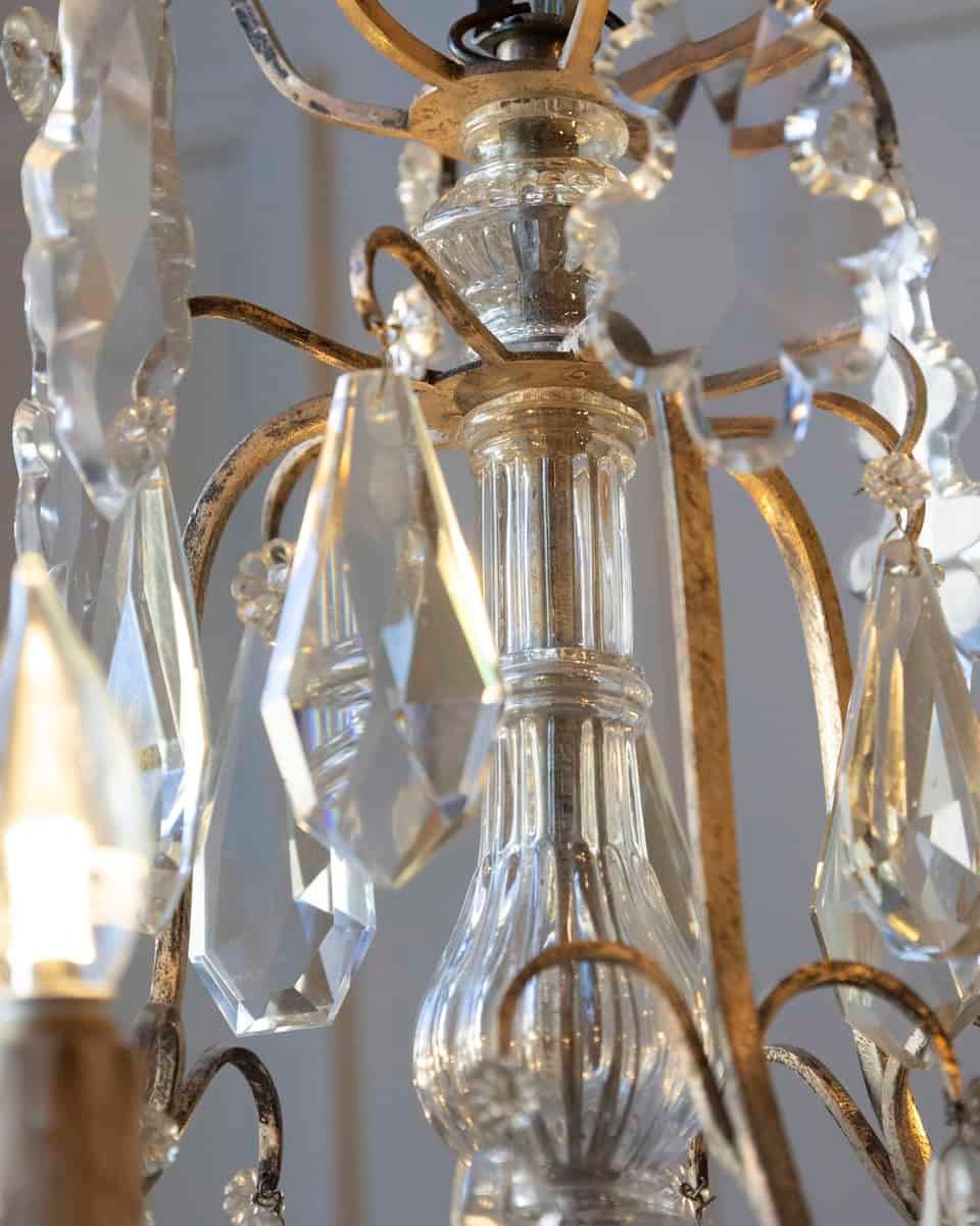 French 19th Century Six-Light Crystal Chandelier with Silvered Armature - JAA