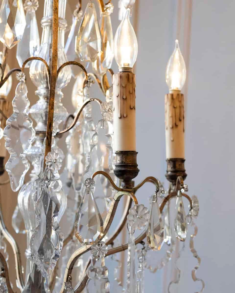 French 19th Century Six-Light Crystal Chandelier with Silvered Armature - JAA