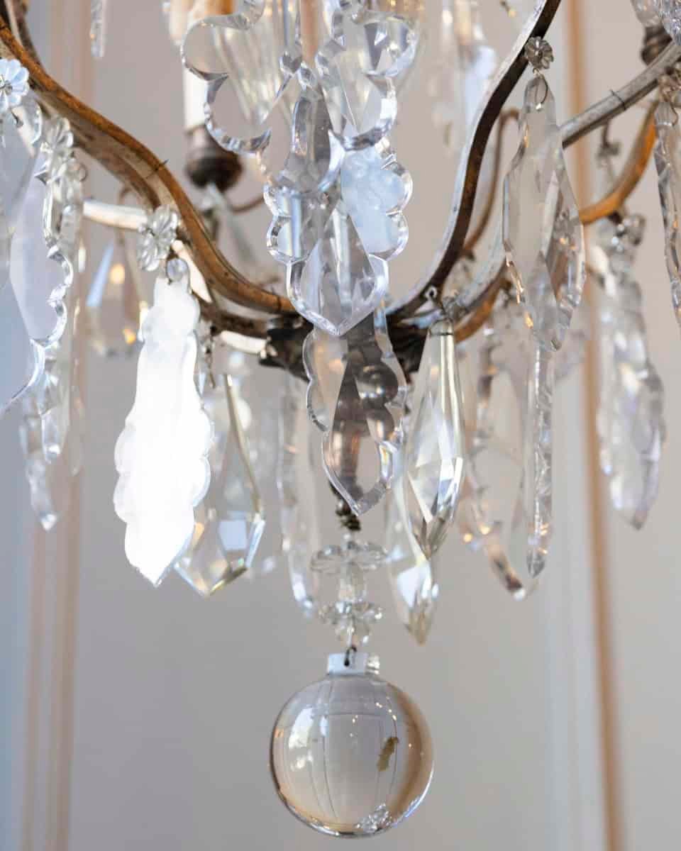 French 19th Century Six-Light Crystal Chandelier with Silvered Armature - JAA