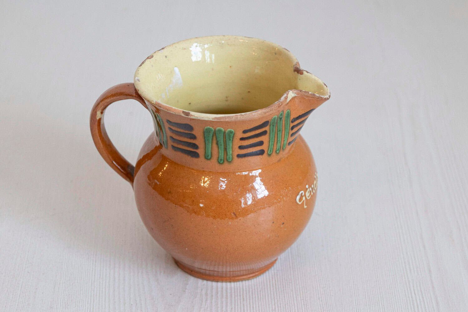 French 19th Century Terracotta Pitcher from Génolhac with Russet Colored Glaze - JAA