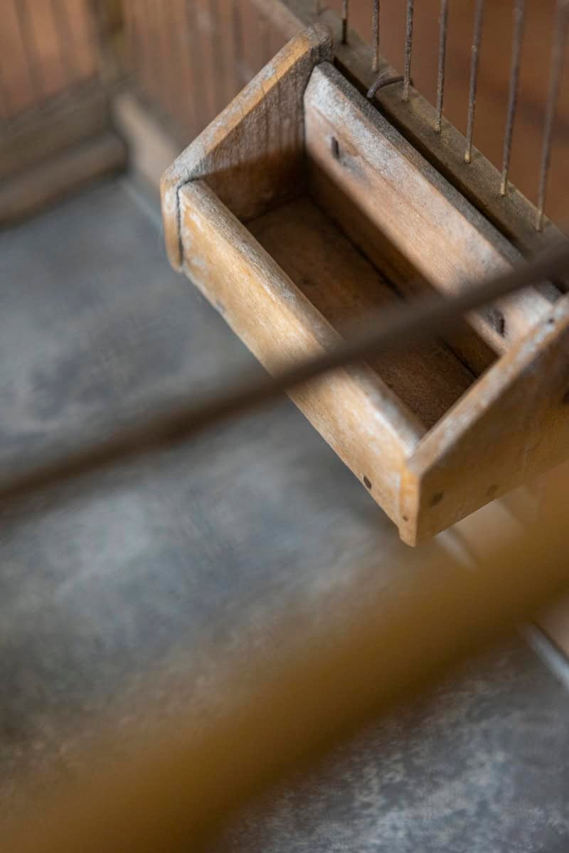 French Early 20th Century Yellow-Painted Wood and Iron Birdcage in House Form with Pitched Roof - JAA
