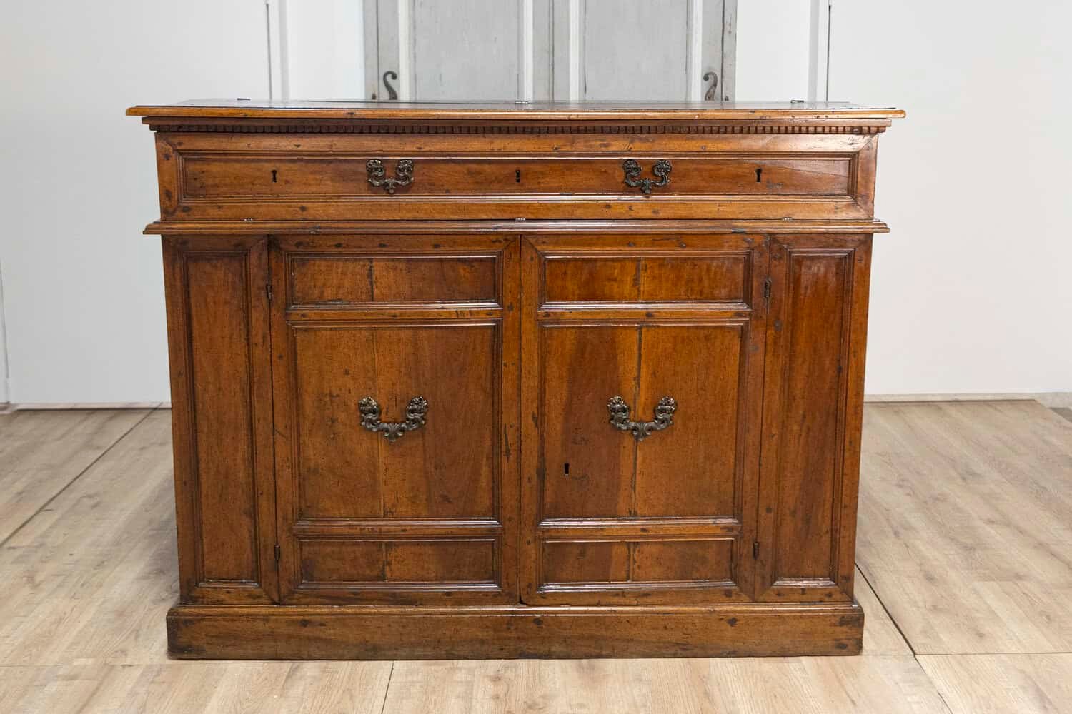 Italian 17th Century Walnut Buffet with Drop Front, Hidden Drawers and Two Doors - JAA