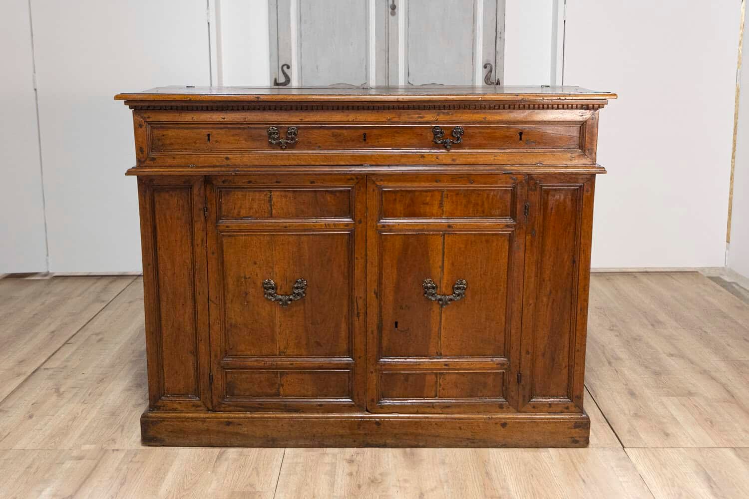 Italian 17th Century Walnut Buffet with Drop Front, Hidden Drawers and Two Doors - JAA