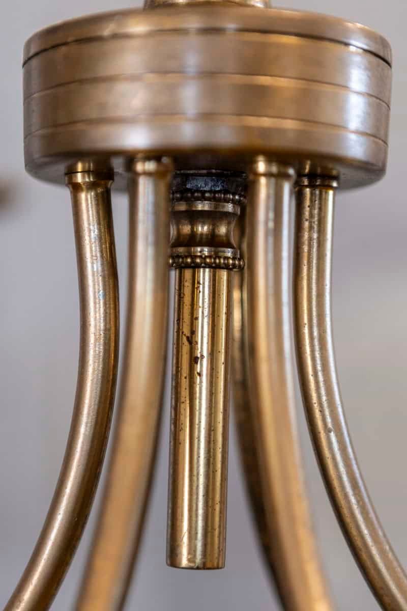 French Gilt Metal Maison Charles Inspired Six-Light Chandelier with Swoop Arms - JAA