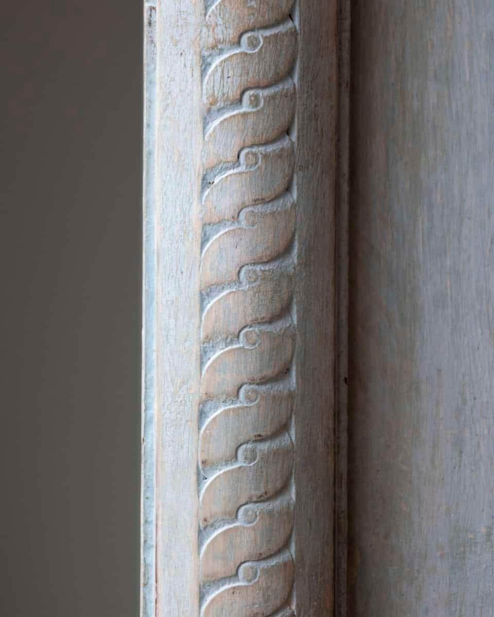 Italian 19th Century Tuscan Blue Painted Wardrobe with Carved Floral Corner Motifs and Lower Drawers - JAA