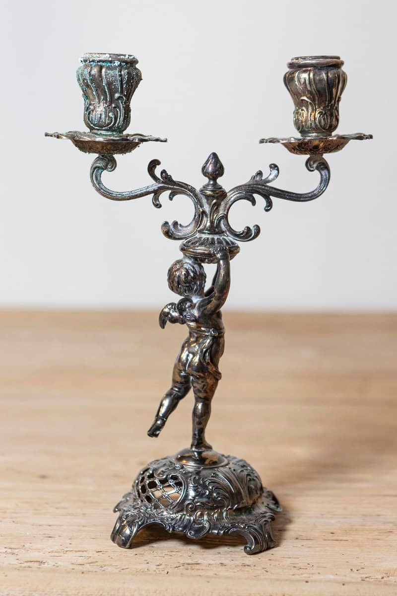 Pair of German Late 19th Century Jugendstil Silver Plated WMF Cherub Candelabras - JAA