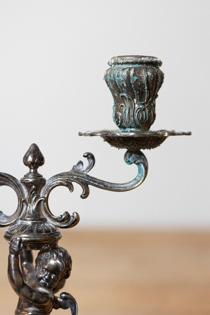 Pair of German Late 19th Century Jugendstil Silver Plated WMF Cherub Candelabras - JAA