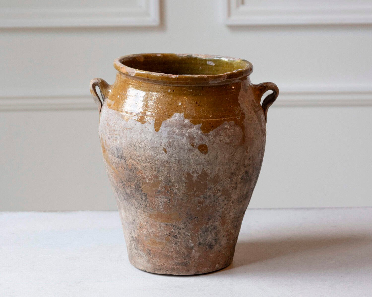 Spanish 19th Century Terracotta Jar with Ochre Glaze and Weathered Patina - JAA