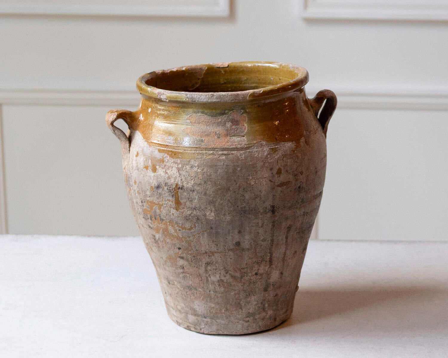 Spanish 19th Century Terracotta Jar with Ochre Glaze and Weathered Patina - JAA