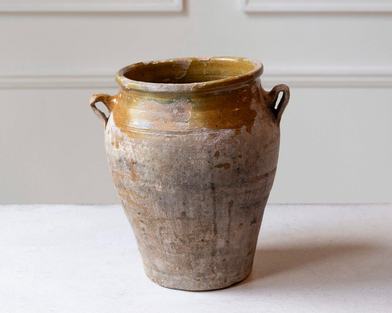 Spanish 19th Century Terracotta Jar with Ochre Glaze and Weathered Patina - JAA