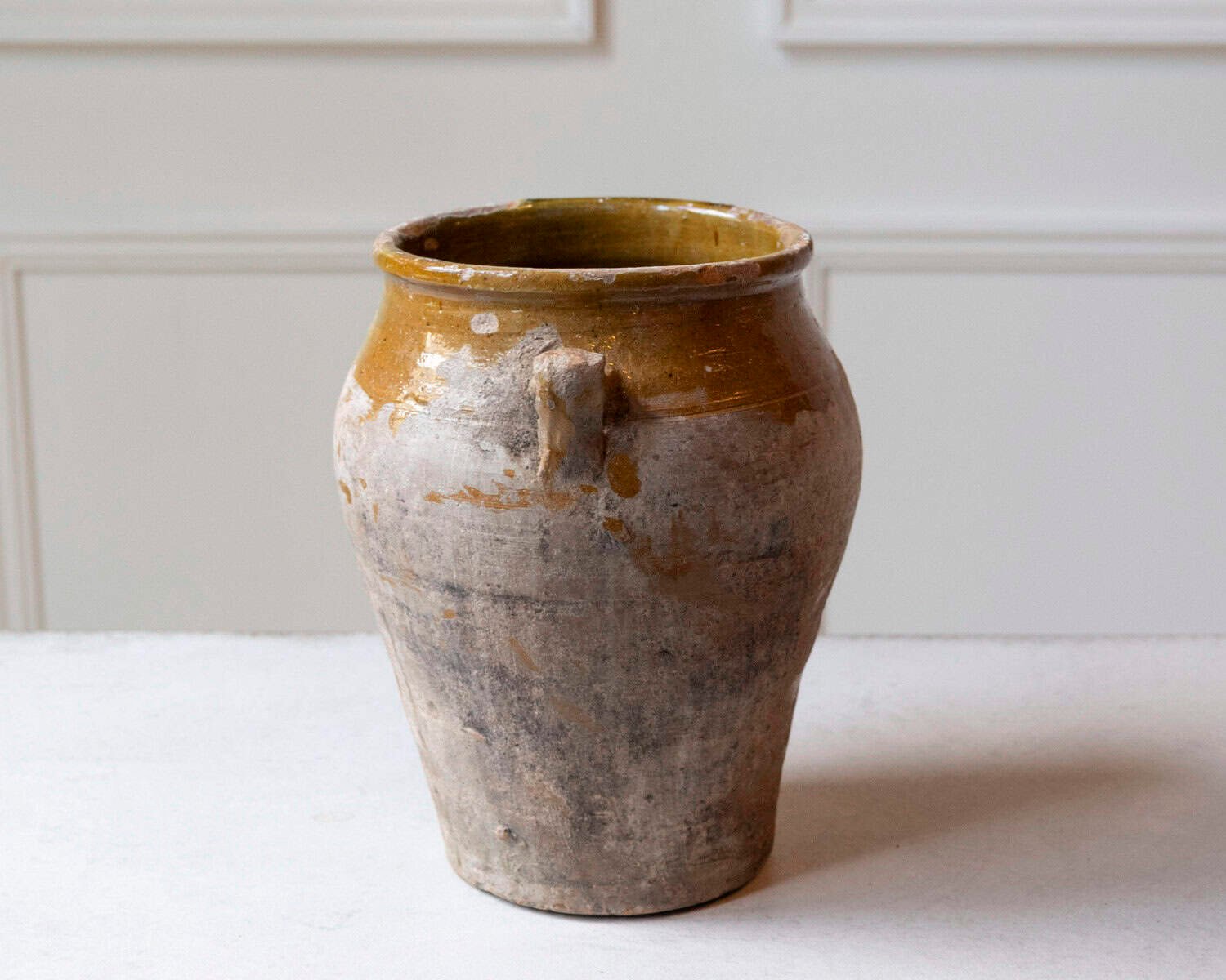 Spanish 19th Century Terracotta Jar with Ochre Glaze and Weathered Patina - JAA