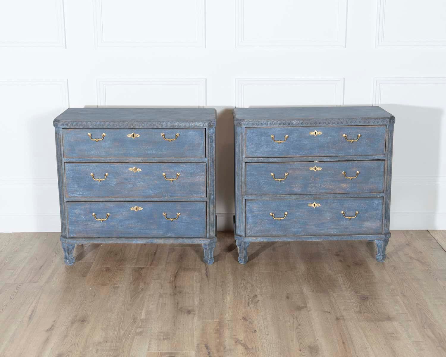 Pair of Swedish Blue Painted Chests of Drawers, circa 1870 - JAA