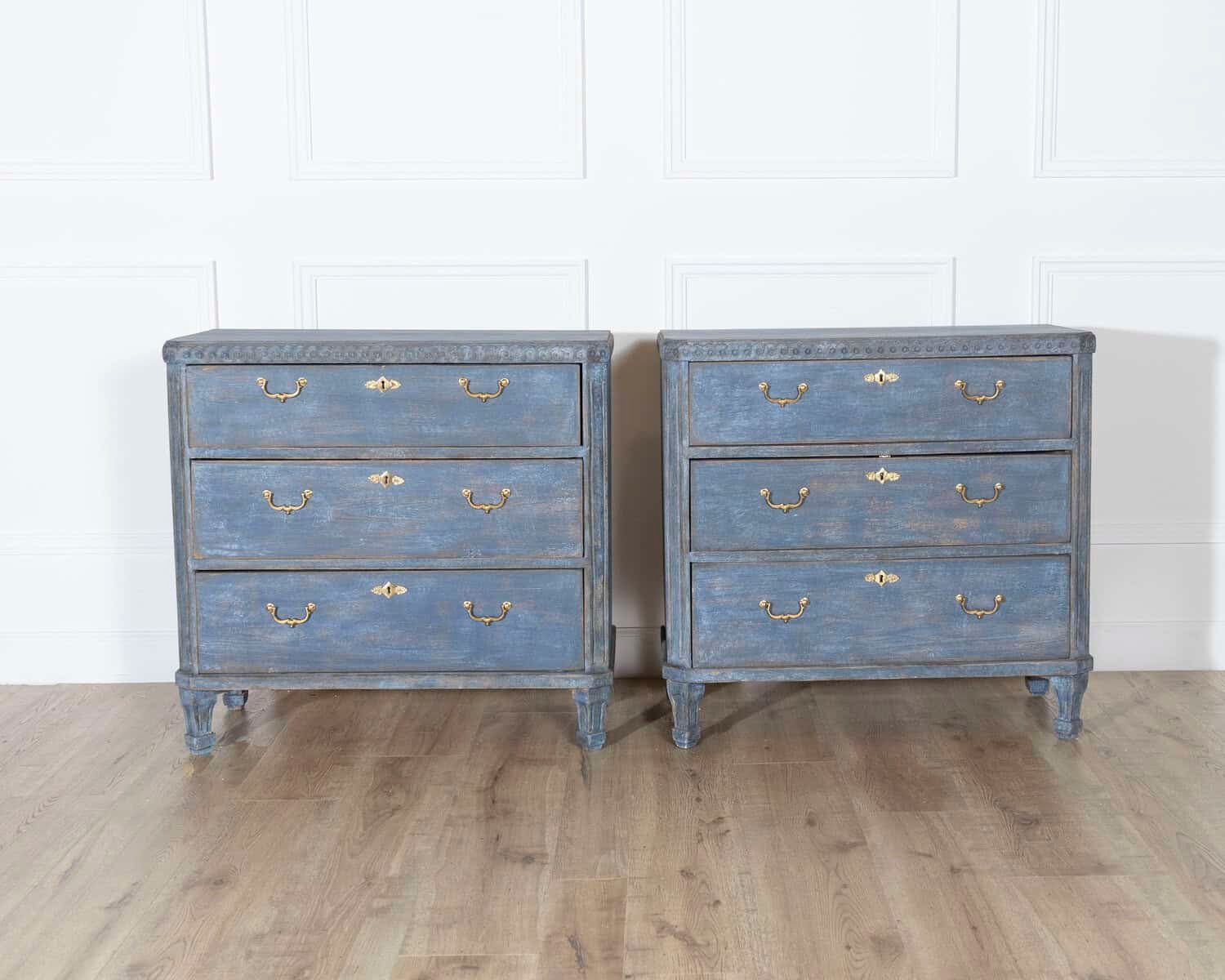 Pair of Swedish Blue Painted Chests of Drawers, circa 1870 - JAA