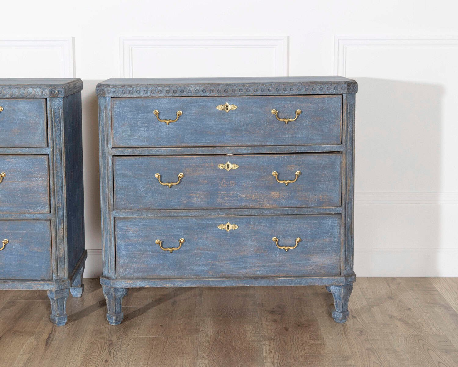 Pair of Swedish Blue Painted Chests of Drawers, circa 1870 - JAA