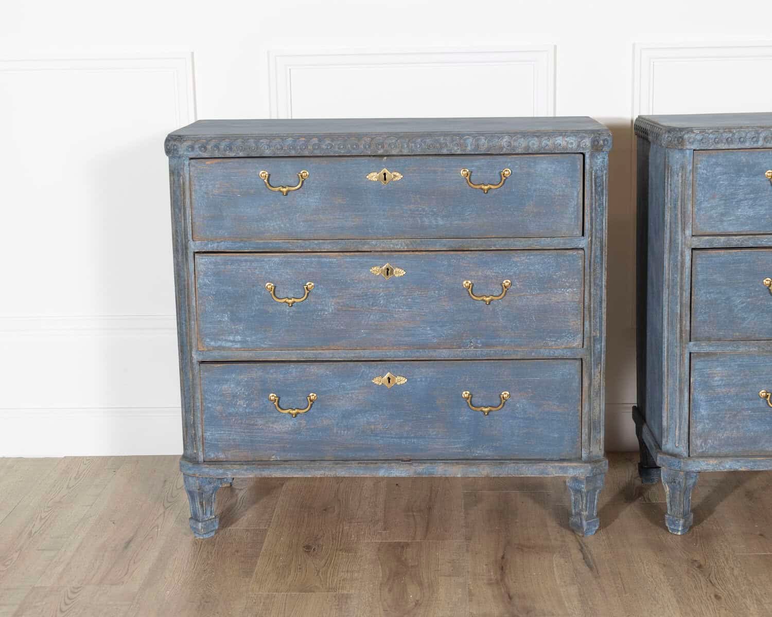 Pair of Swedish Blue Painted Chests of Drawers, circa 1870 - JAA