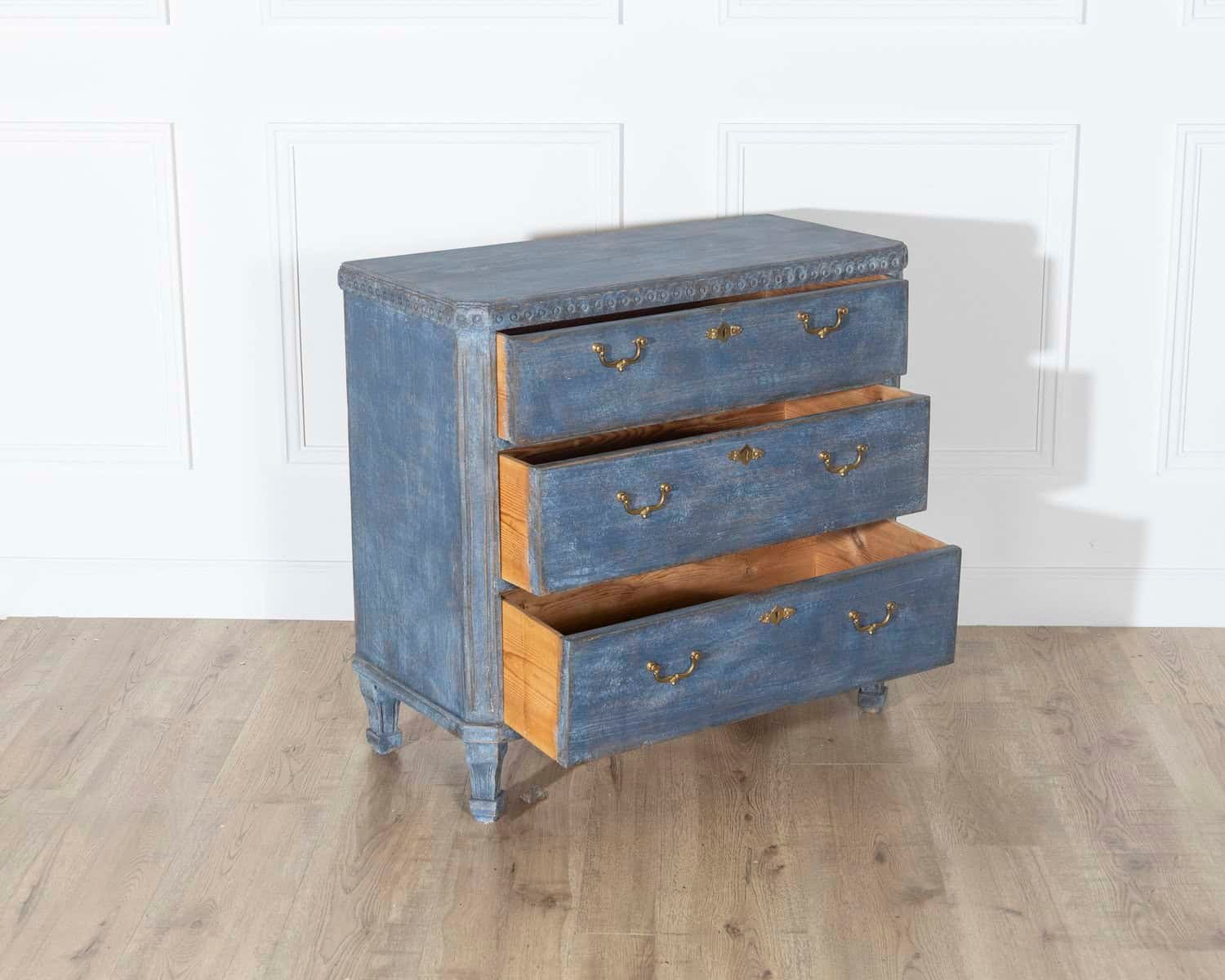 Pair of Swedish Blue Painted Chests of Drawers, circa 1870 - JAA