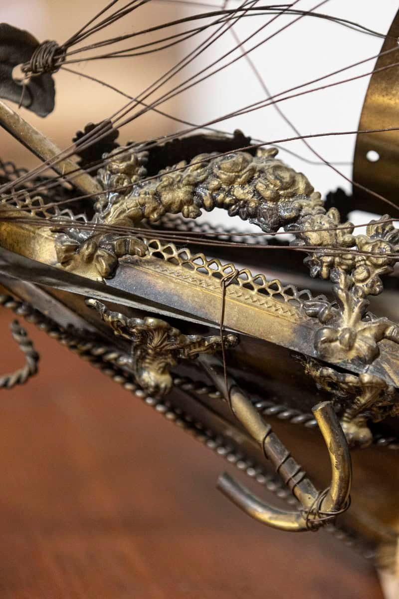 Italian 20th Century Venetian Patinated Brass Four-Masted Model Ship with Female Figurehead on Wooden Stand - JAA