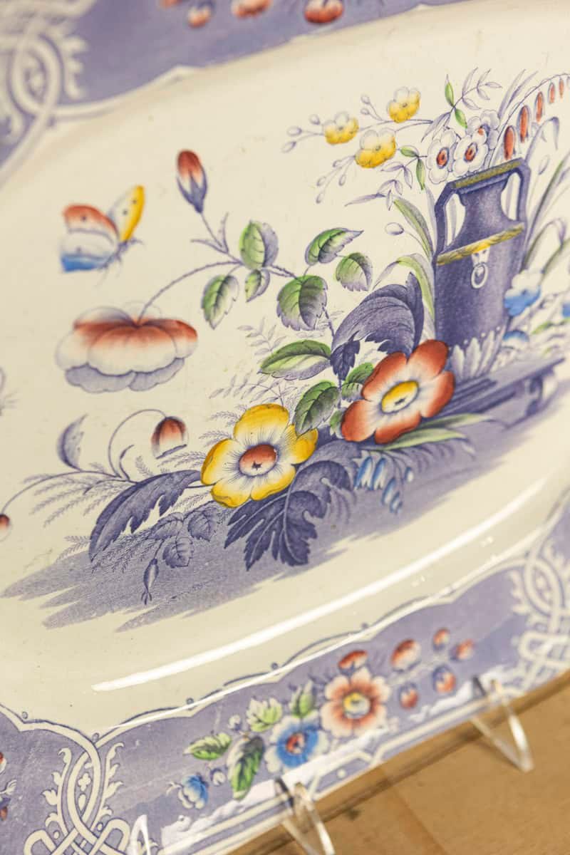 Set of Five 19th Century English Rare Floral Pattern Ironstone Dishes - JAA