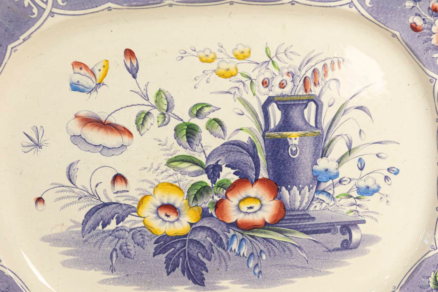 Set of Five 19th Century English Rare Floral Pattern Ironstone Dishes - JAA