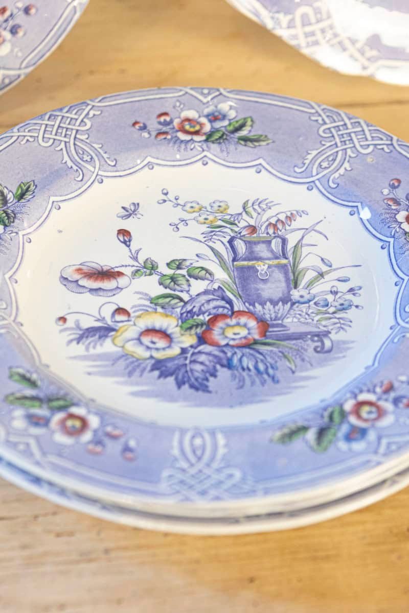 Set of Five 19th Century English Rare Floral Pattern Ironstone Dishes - JAA