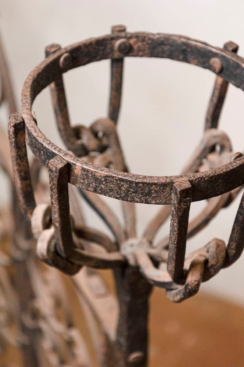 French circa 1880 Wrought Iron Freestanding Firescreen with C-Scroll Details and Warming Holders - JAA