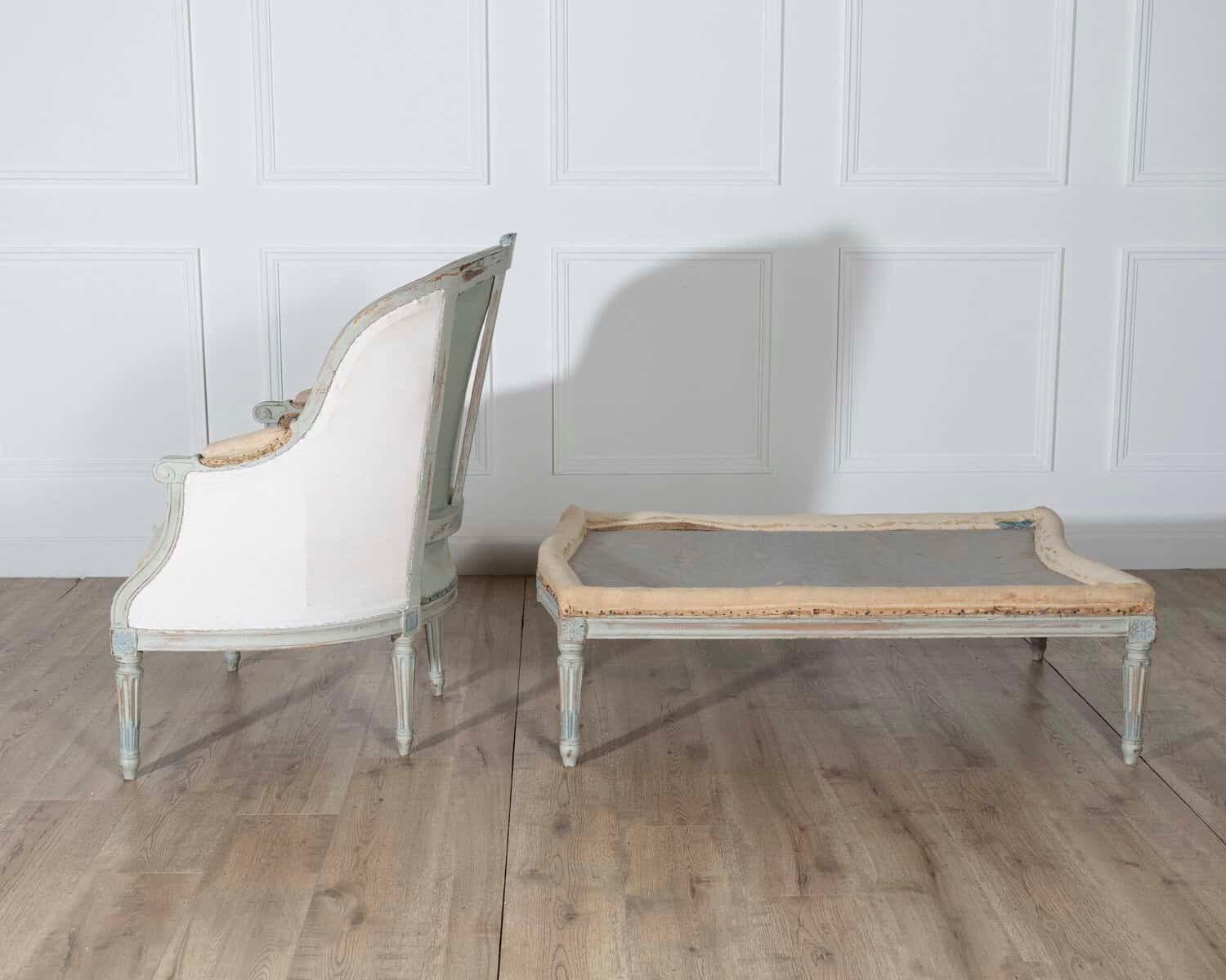 19th Century French Louis XVI Style Painted Lie de Repos - JAA