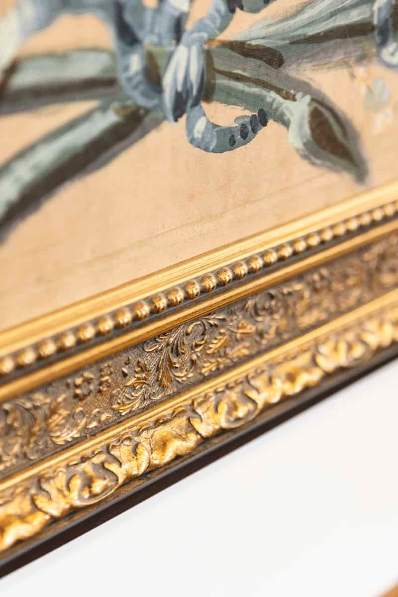 French Directoire Period Floral Painted Panel in Gilded Frame, circa 1790 - JAA