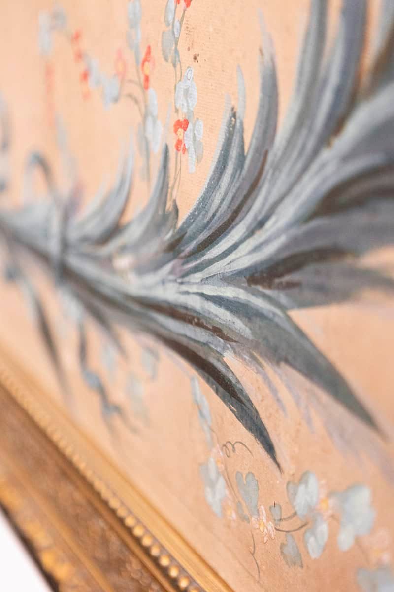 French Directoire Period Floral Painted Panel in Gilded Frame, circa 1790 - JAA