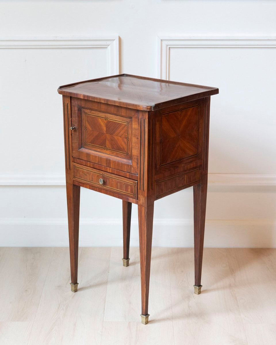Louis XVI Style Marquetry Bedside Table - JAA