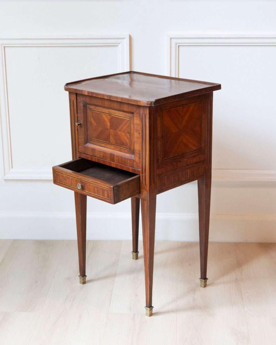 Louis XVI Style Marquetry Bedside Table - JAA