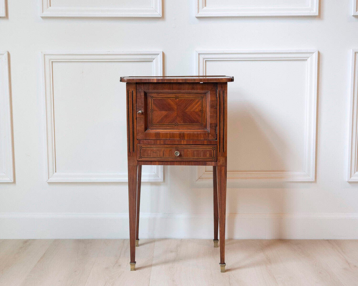 Louis XVI Style Marquetry Bedside Table - JAA