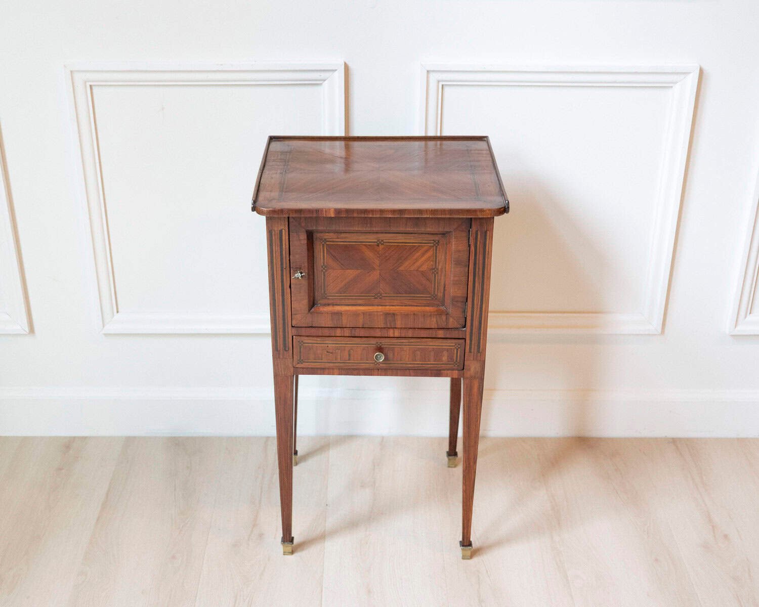 Louis XVI Style Marquetry Bedside Table - JAA