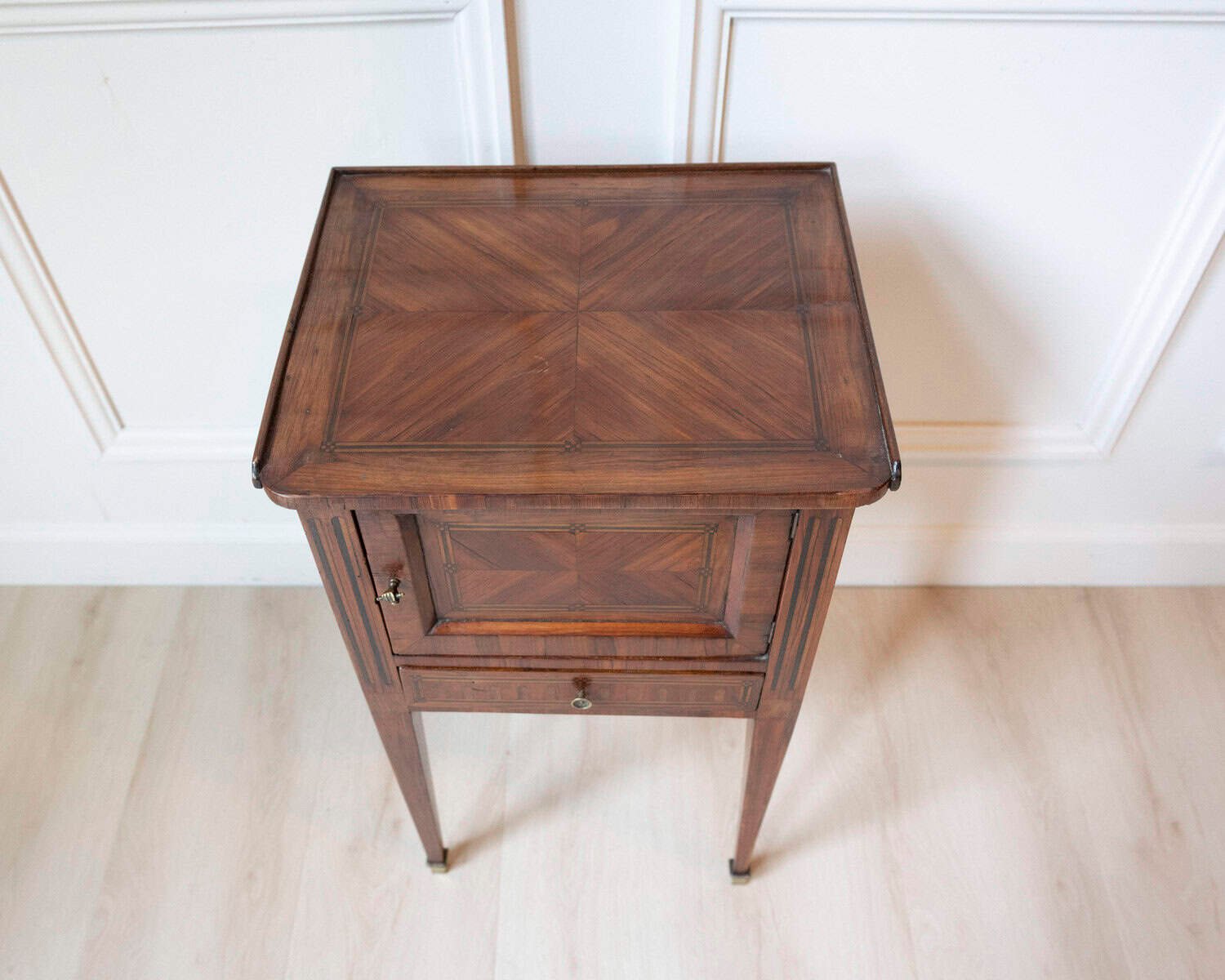 Louis XVI Style Marquetry Bedside Table - JAA