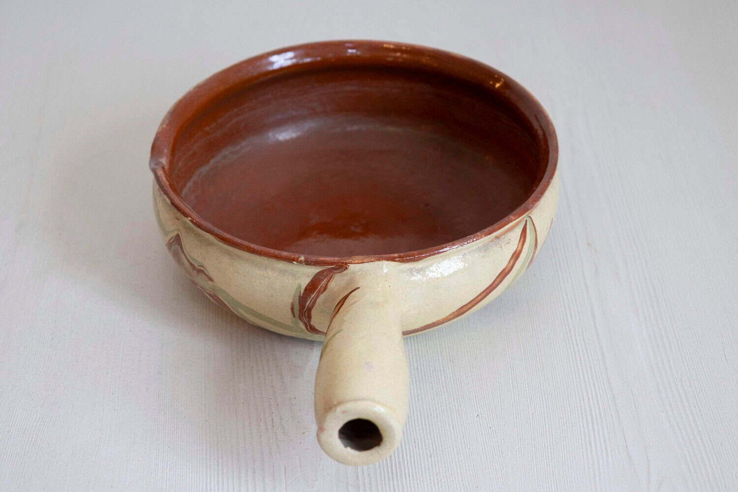 French 19th Century Glazed Pottery Serving Dish with Terracotta and Gold Glaze - JAA