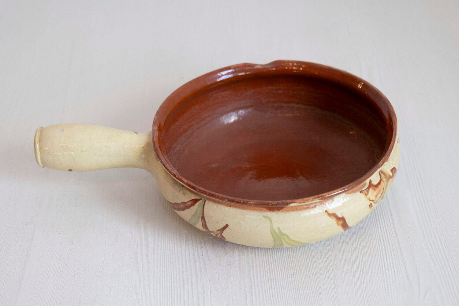 French 19th Century Glazed Pottery Serving Dish with Terracotta and Gold Glaze - JAA