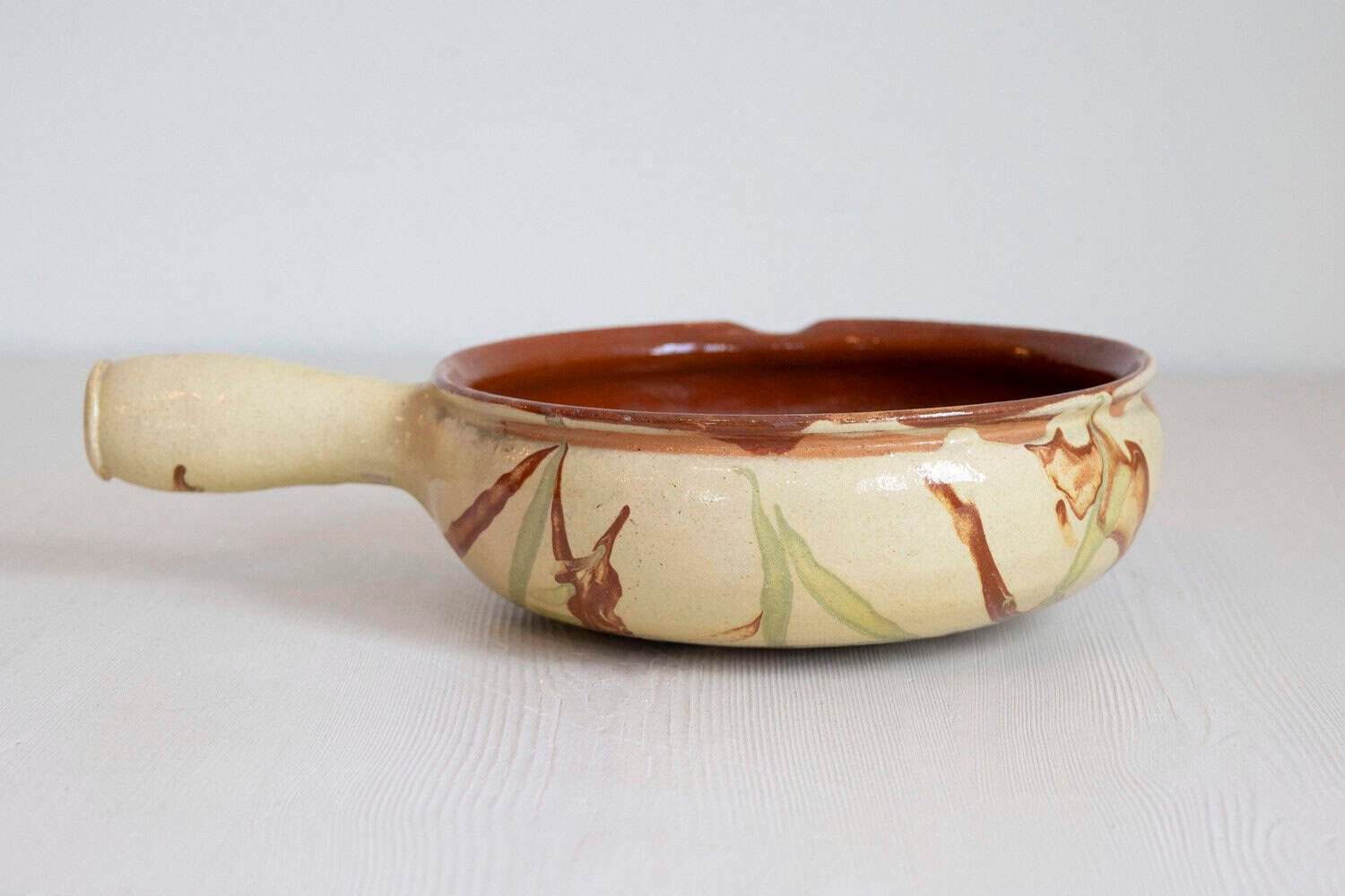 French 19th Century Glazed Pottery Serving Dish with Terracotta and Gold Glaze - JAA