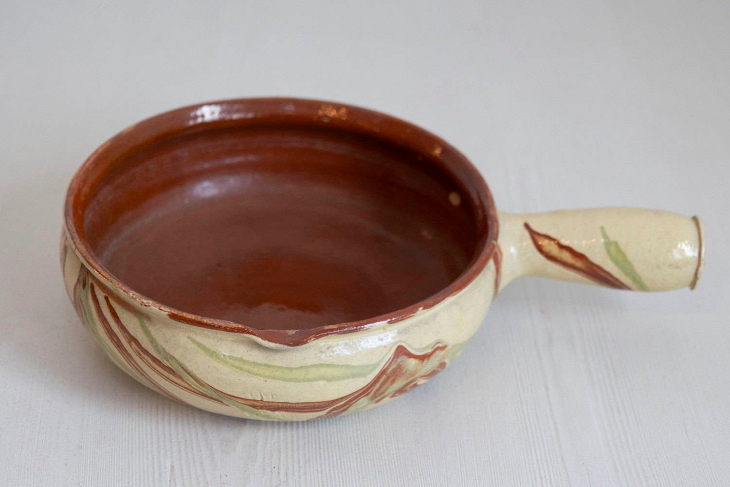 French 19th Century Glazed Pottery Serving Dish with Terracotta and Gold Glaze - JAA