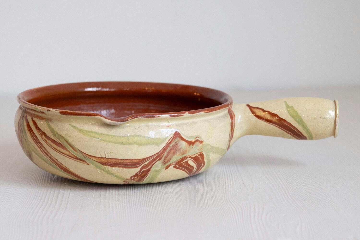 French 19th Century Glazed Pottery Serving Dish with Terracotta and Gold Glaze - JAA