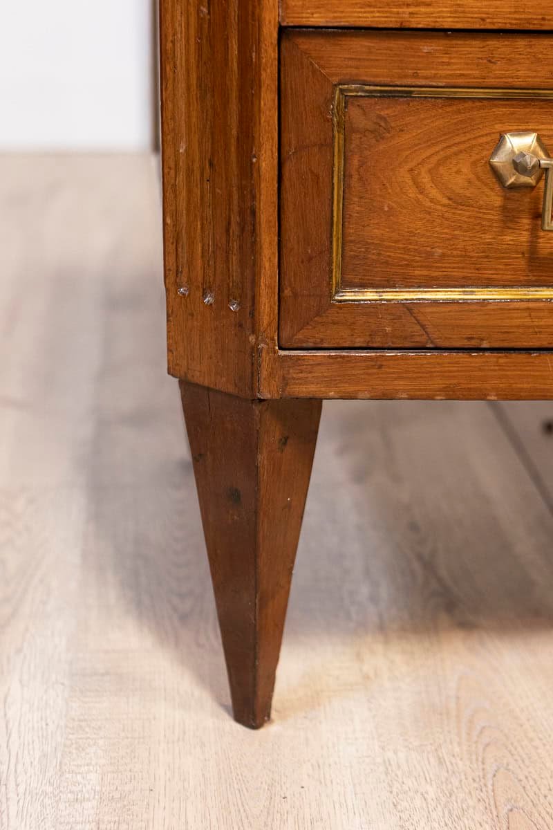 Italian Piemontese 1890s Three-Drawer Walnut Commode with Dark Green Marble Top - JAA