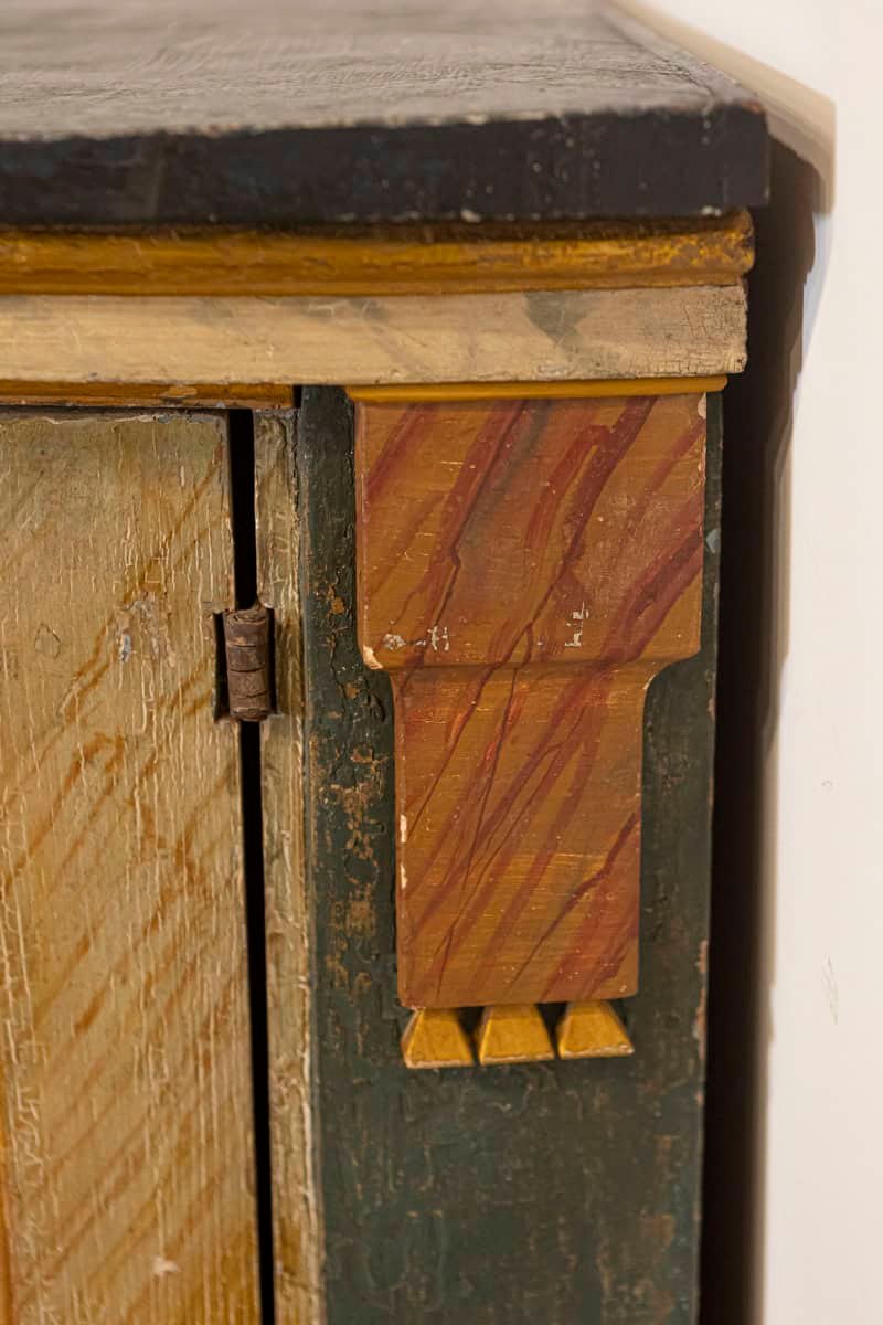 Italian Neoclassical Style 19th Century Marbleized Corner Cabinet with One Door - JAA