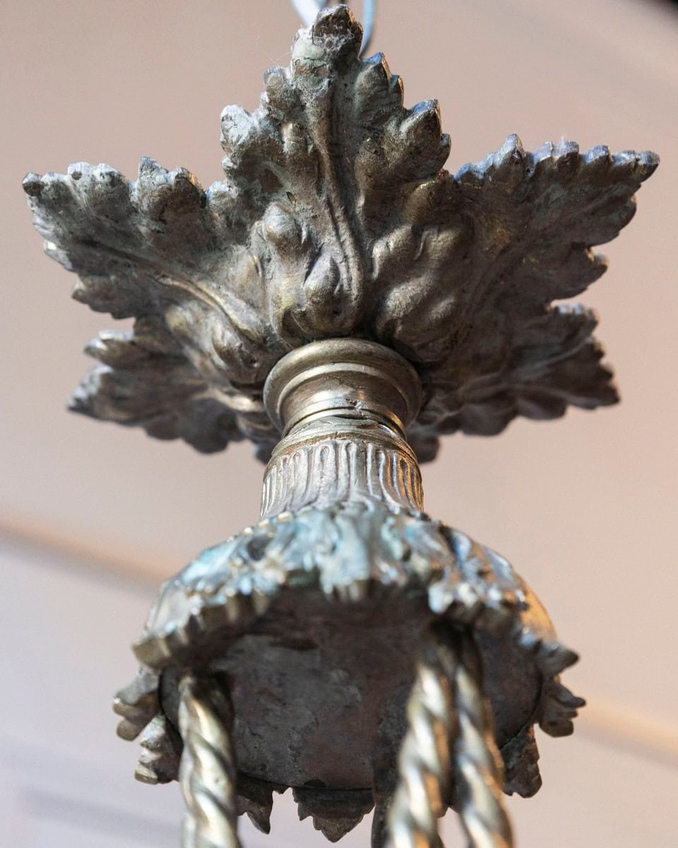 French Louis XVI Style 19th Century Bronze Three-Light Chandelier with Torch - JAA