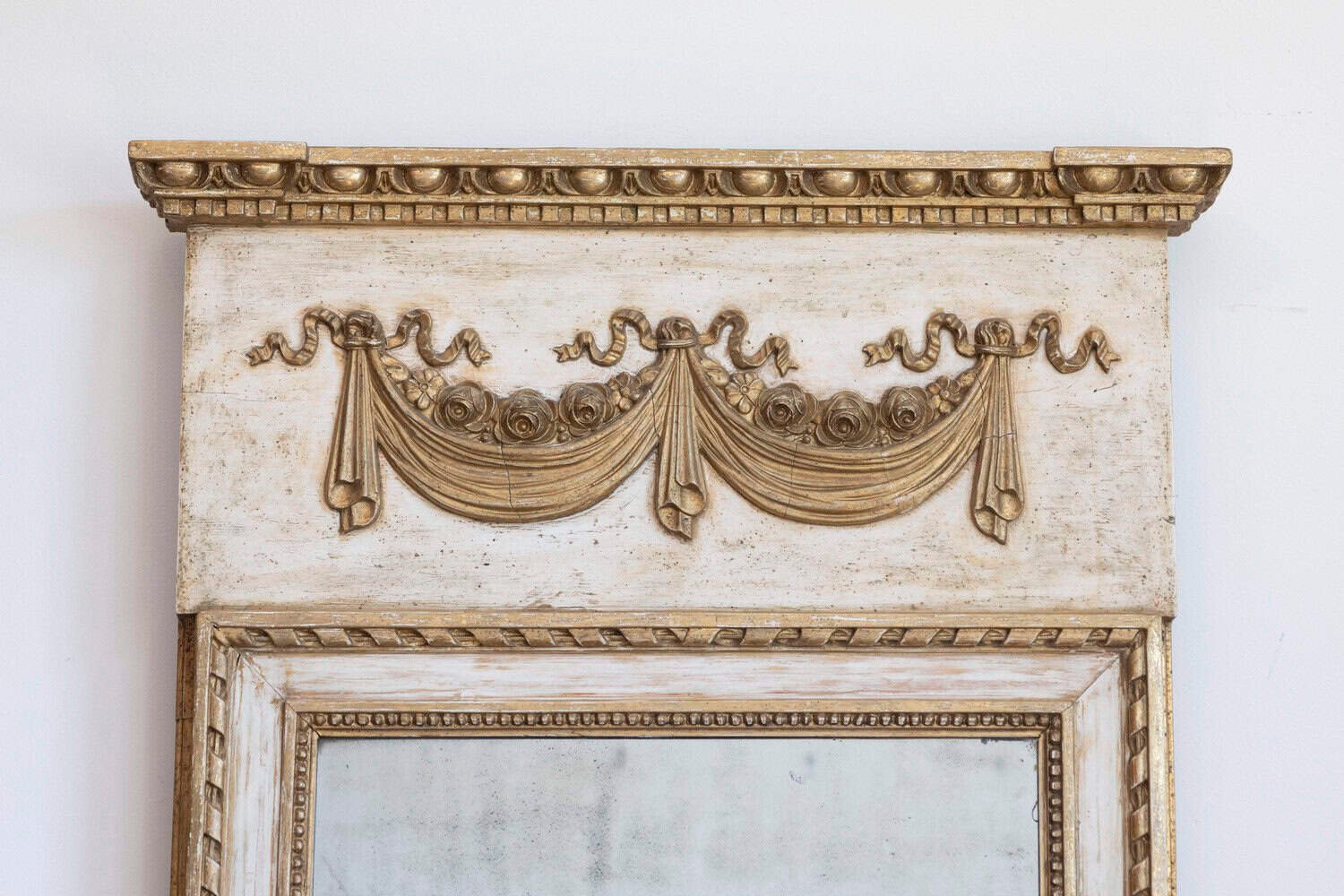 Late 18th Century Swedish Gustavian Period Trumeau Mirror with Swag and Roses - JAA