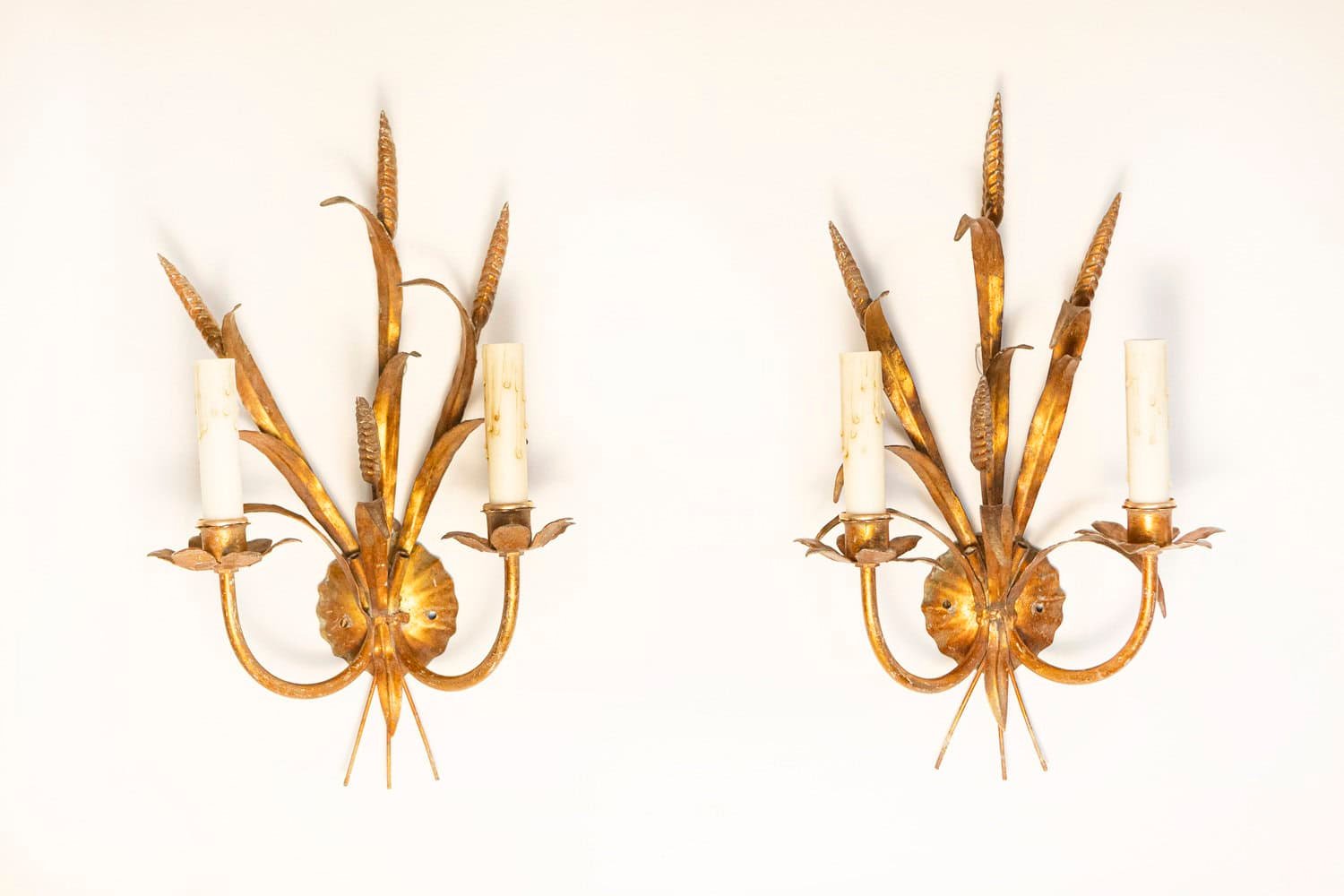 Pair of 20th Century French Gilt Metal Sconces - Inspired By Coco Chanel - JAA