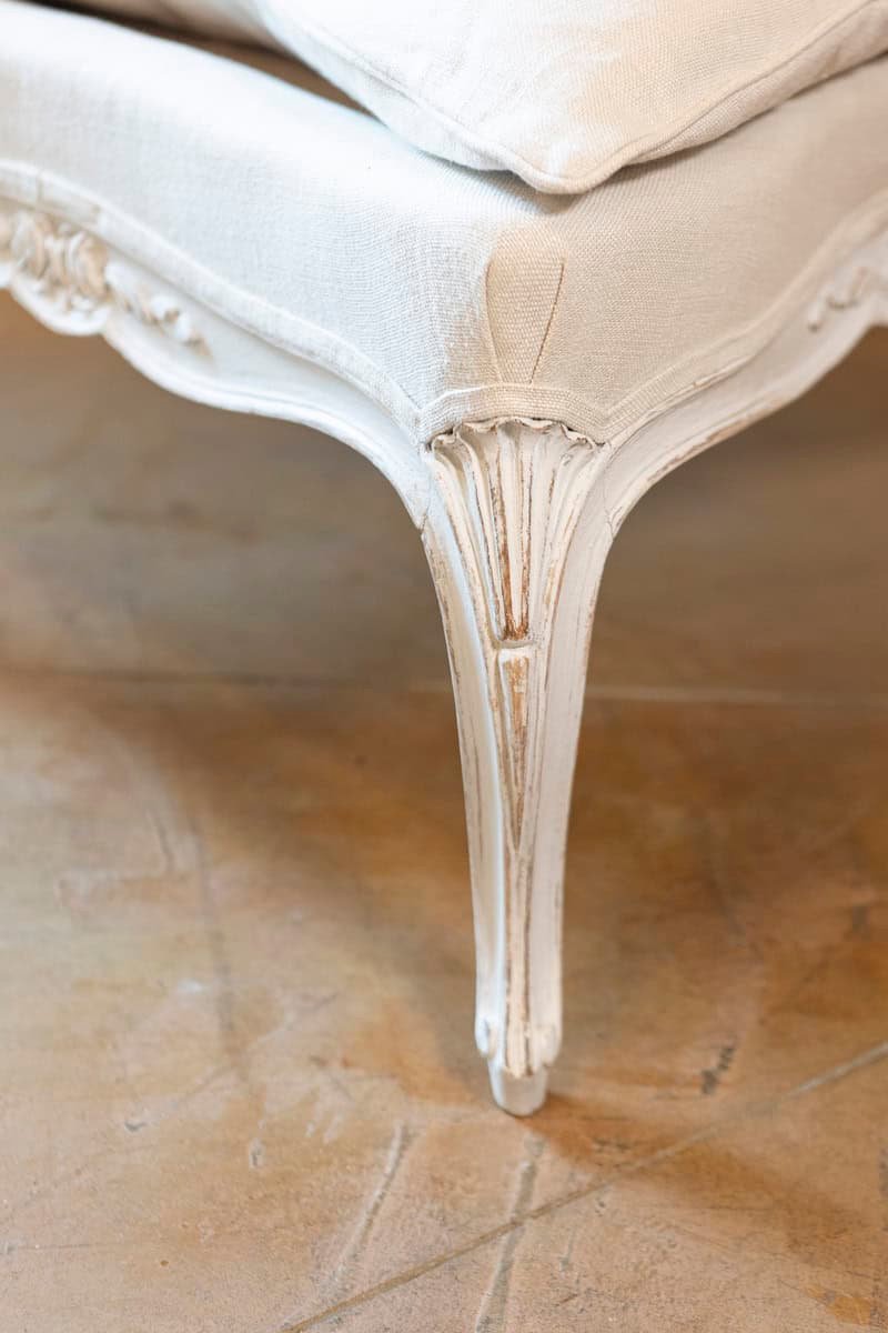 ON HOLD - Swedish 1890s Rococo Revival Painted Wood Stool with Carved Floral Motifs - JAA