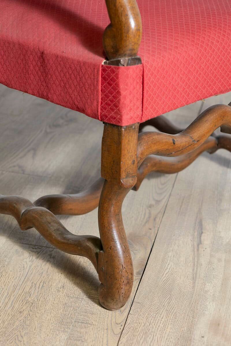 French Louis XIII Style 19th Century Walnut Fauteuil with Os de Mouton Base - JAA