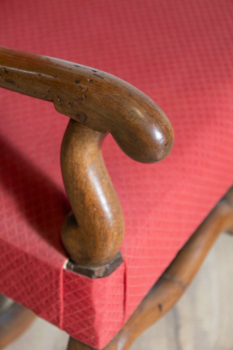 French Louis XIII Style 19th Century Walnut Fauteuil with Os de Mouton Base - JAA