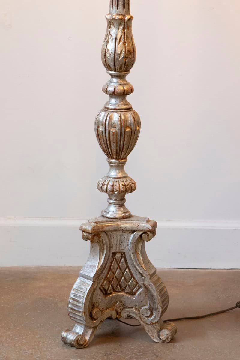 20th Century French Painted and Carved Wood Lamp with Neoclassical Detailing - JAA