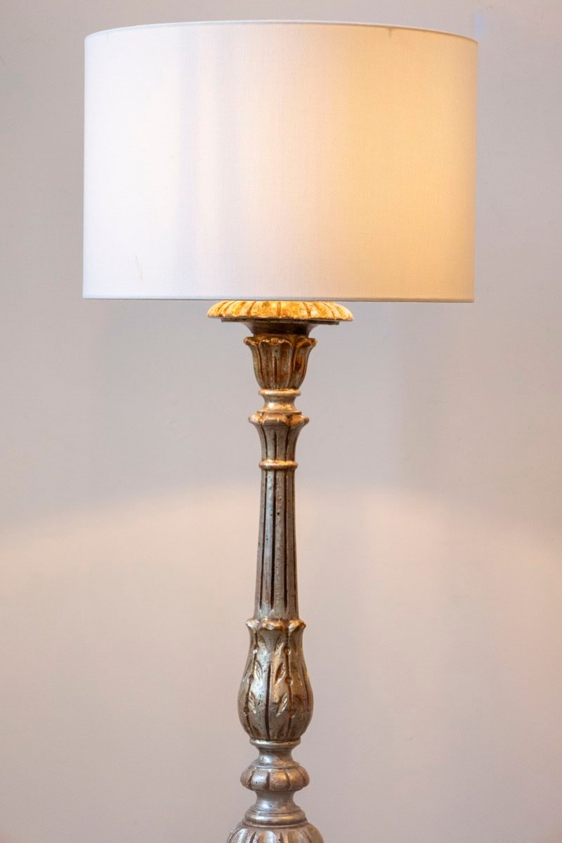 20th Century French Painted and Carved Wood Lamp with Neoclassical Detailing - JAA