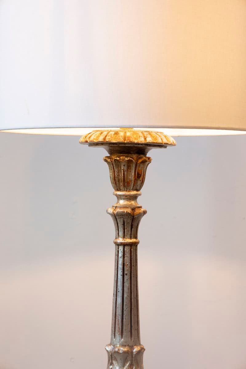 20th Century French Painted and Carved Wood Lamp with Neoclassical Detailing - JAA